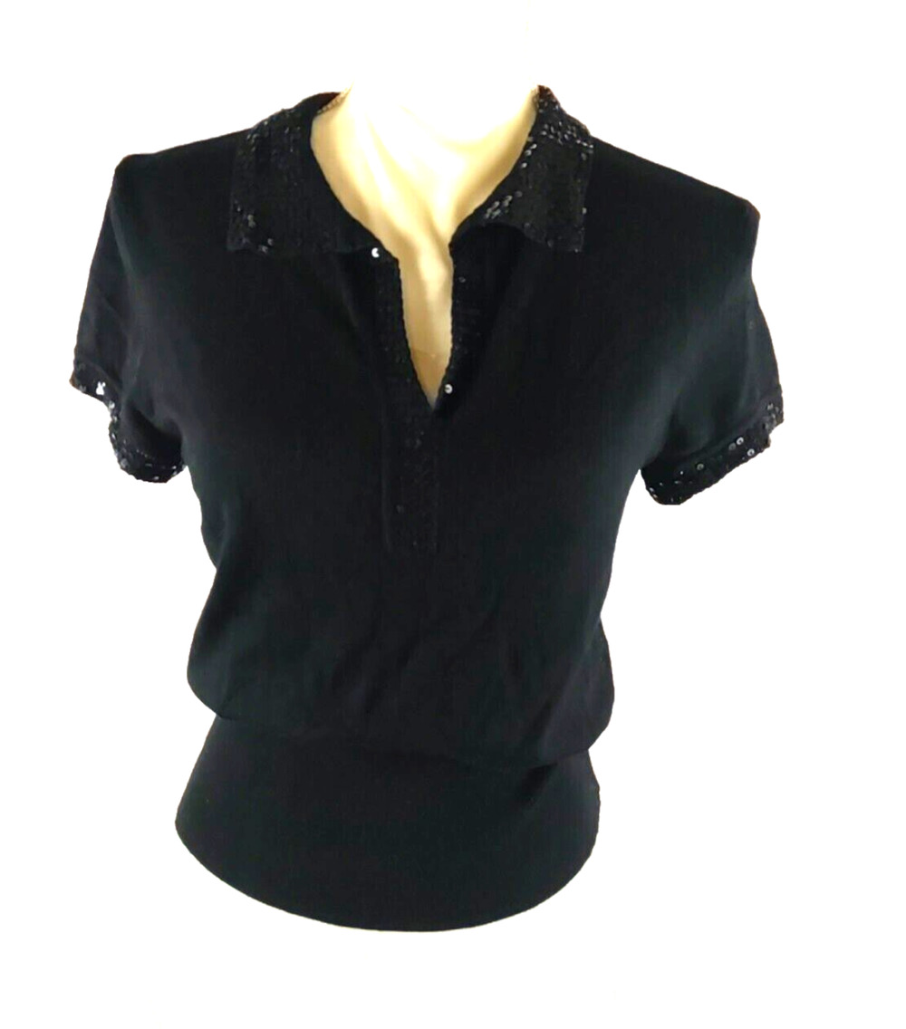 Apostrophe Women's Pull Over Sweater Stretch Black Size petite 10 - 12 Flaw